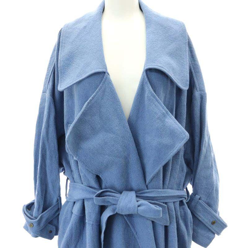 Ameri BIG COLLAR LONG COAT リネンコットン