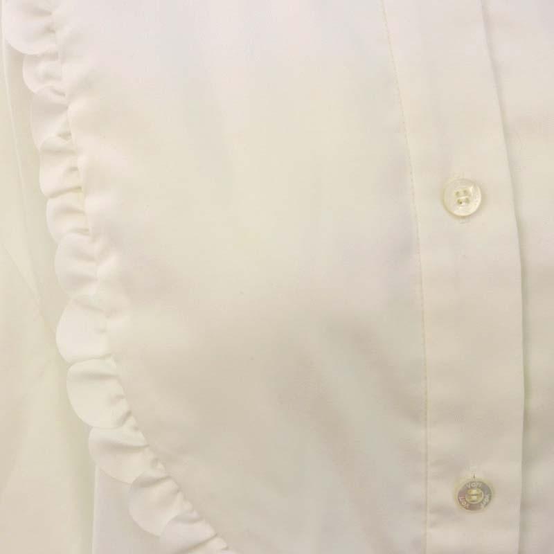 ヨリ yori 22AW スカラップカットワークブラウス ノーカラー 長袖 F 白