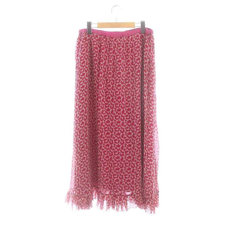 ドゥロワー Drawer フラワープリントギャザースカート ロング シルク混  