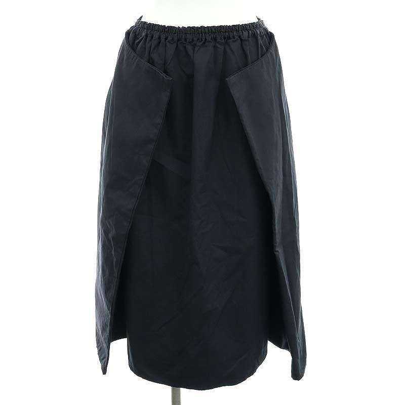 ホームスパン homspun コットンギャバギャザースカート ロング M 黒  