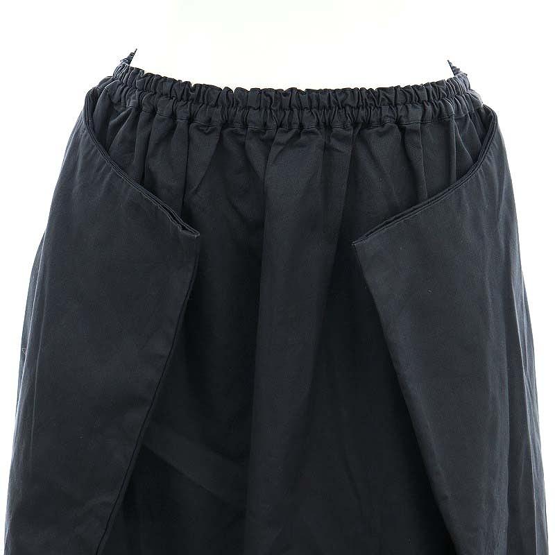 ホームスパン homspun コットンギャバギャザースカート ロング M 黒 