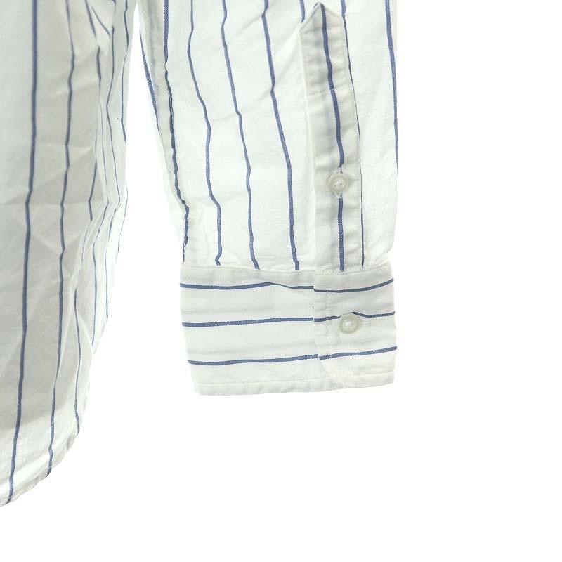 Frank&amp;Eileen(フランク&amp;アイリーン) 長袖シャツブラウス サイズXXS XS レディース美品  - 白×ネイビー×ライトブルー 麻/ストライプ Frank&Eileen - Frank&Eileen(フランク&アイリーン) 長袖シャツ