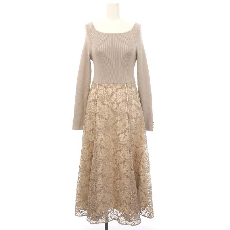 アプワイザーリッシェ 23AW 配色レースドッキングワンピース ロング  