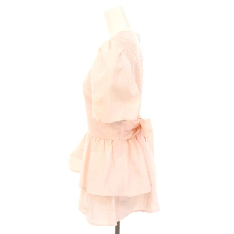 ボーダーズアットバルコニージャガードぺプラムトップピンク