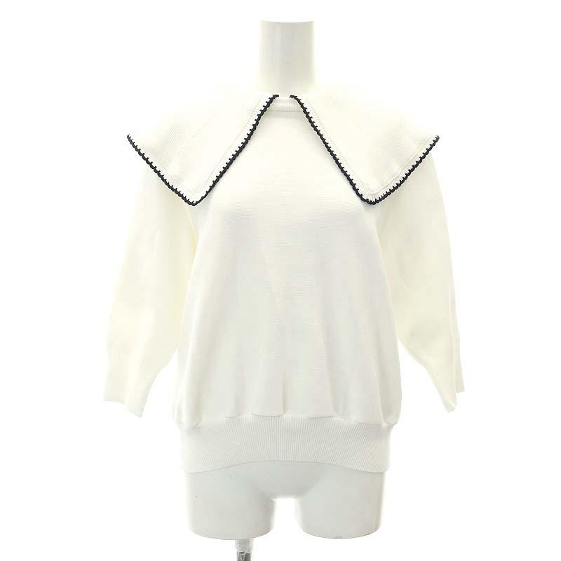 yori ニットコットン刺繍カラーニットヨリ