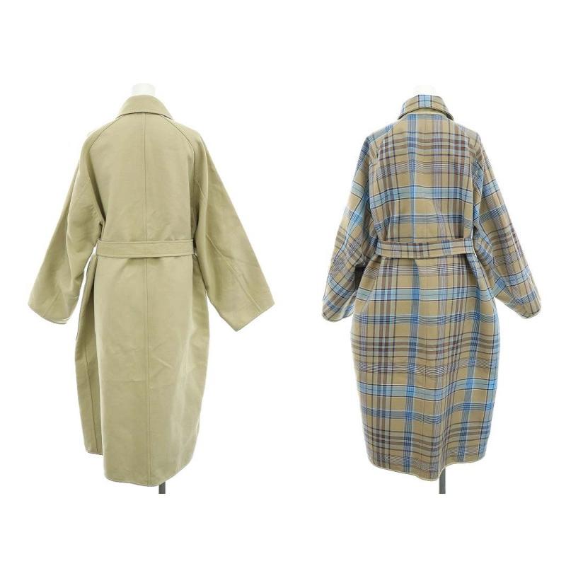 ドゥロワー リバーシブル コート 38 中古・古着通販】DRAWER (ドゥロワー) ノーカラーチェックリバーシブル