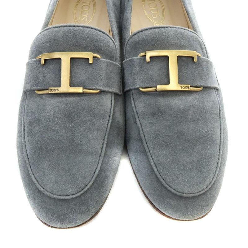 トッズ TOD'S Tタイムレス ローファー スエード 35 22cm グレー