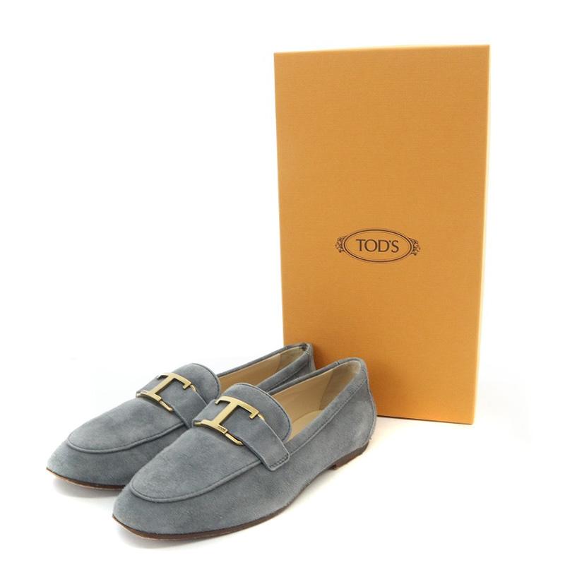 トッズ TOD'S Tタイムレス ローファー スエード 35 22cm グレー トッズ TOD'S Tタイムレス ローファー スエード 35 22cm グレー