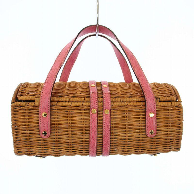 ケイトスペード KATE SPADE かごバッグ ハンドバッグ レザー 茶  