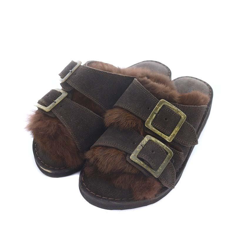 カミナンド caminando FUR SANDAL サンダル ベルト ファー 26 茶  