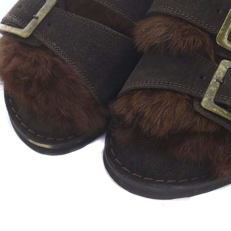 カミナンド caminando FUR SANDAL サンダル ベルト ファー 26 茶  