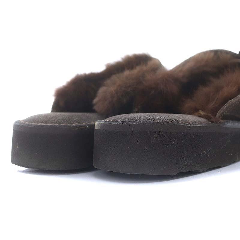 カミナンド caminando FUR SANDAL サンダル ベルト ファー 26 茶  