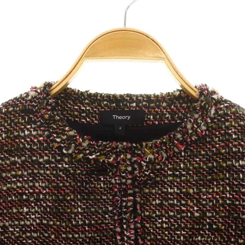 極美品 THEORY セオリー クロップドジャケット ツイード ノーカラー S theory（セオリー） 未使用品 Theory HOLIDAY TWEED PKT CROP JKT ノー