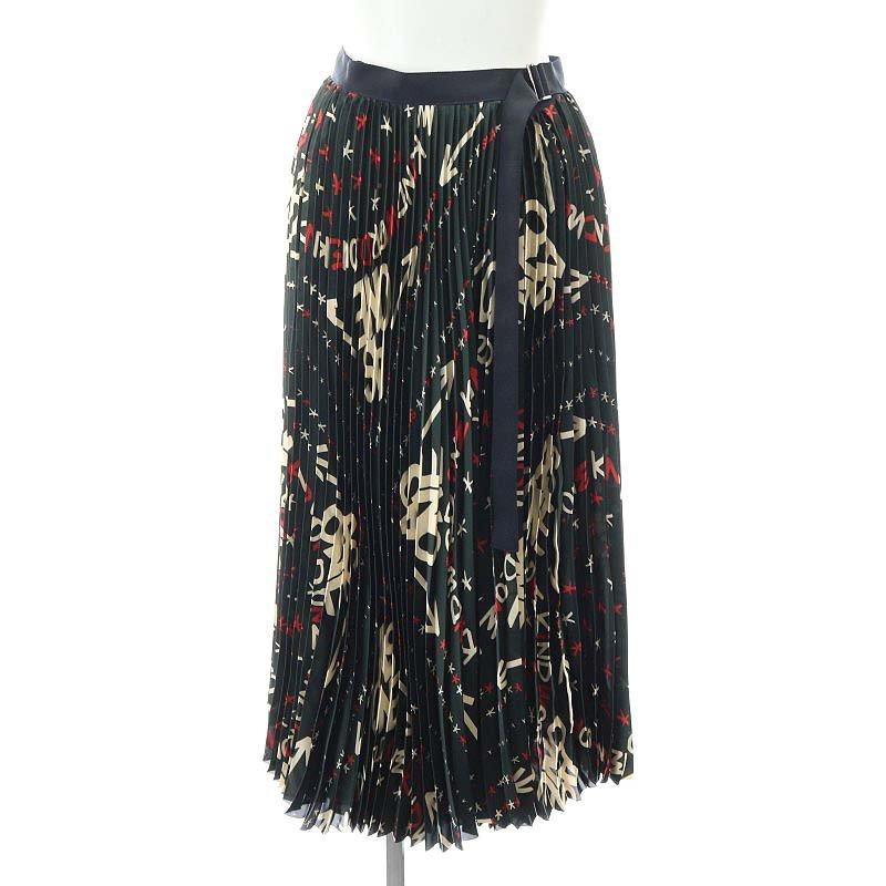 sacai ロング ラップ プリーツスカート Sacai プリーツ ラップスカート | グリーン | FARFETCH JP