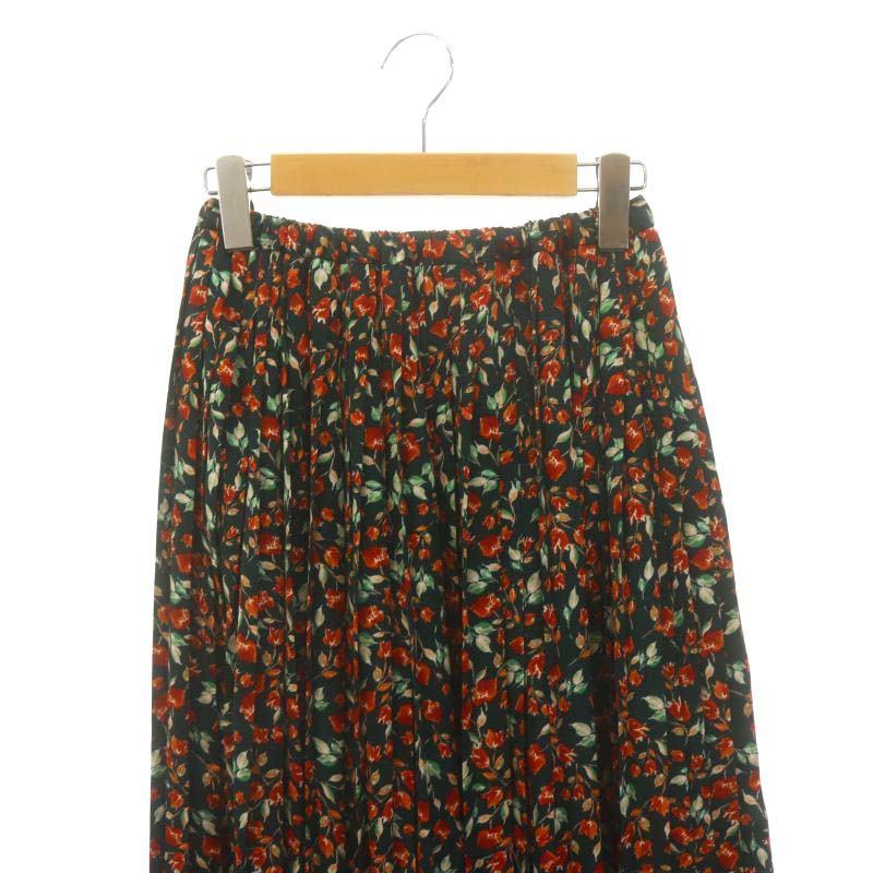 イエナ IENA ドットフラワープリーツスカート ロング フレア 36 モス  