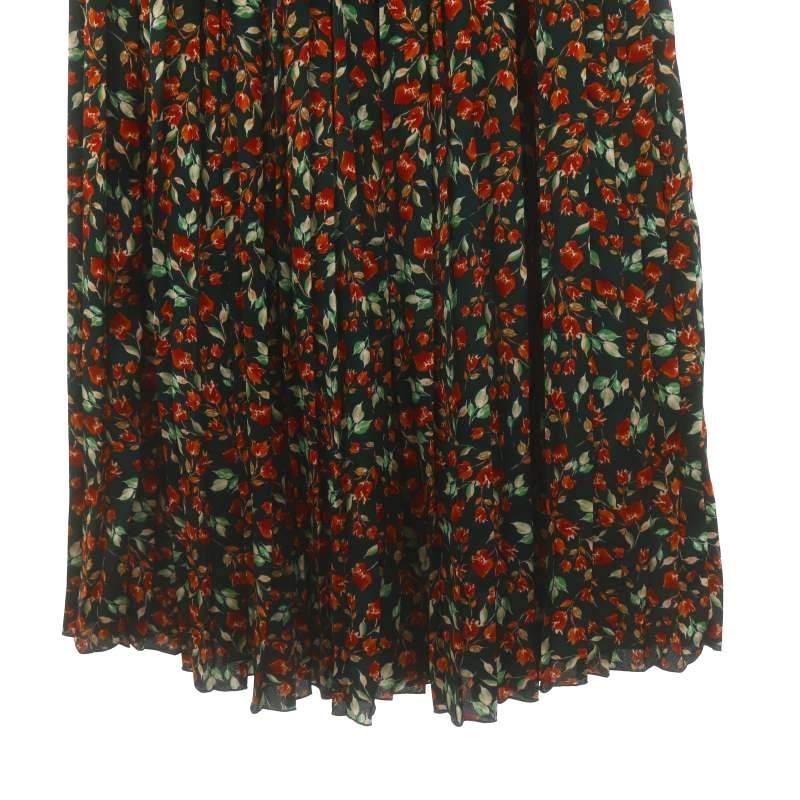 イエナ IENA ドットフラワープリーツスカート ロング フレア 36 モス  