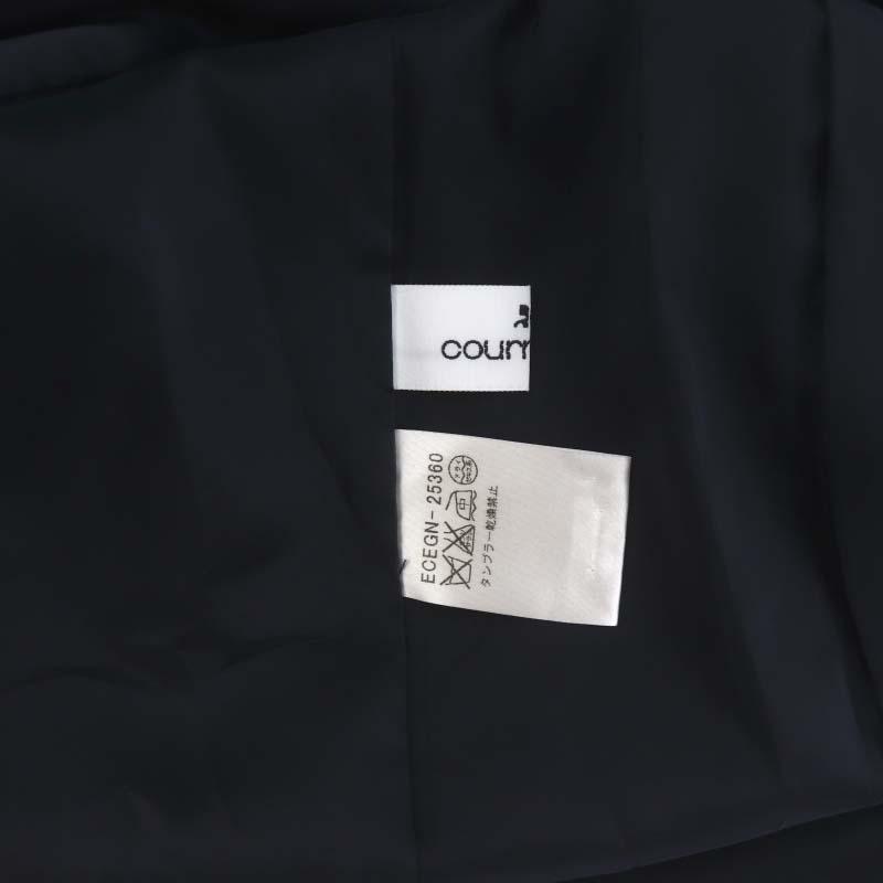 クレージュ courreges 配色ステッチワンピース 膝丈 半袖 38 紺  