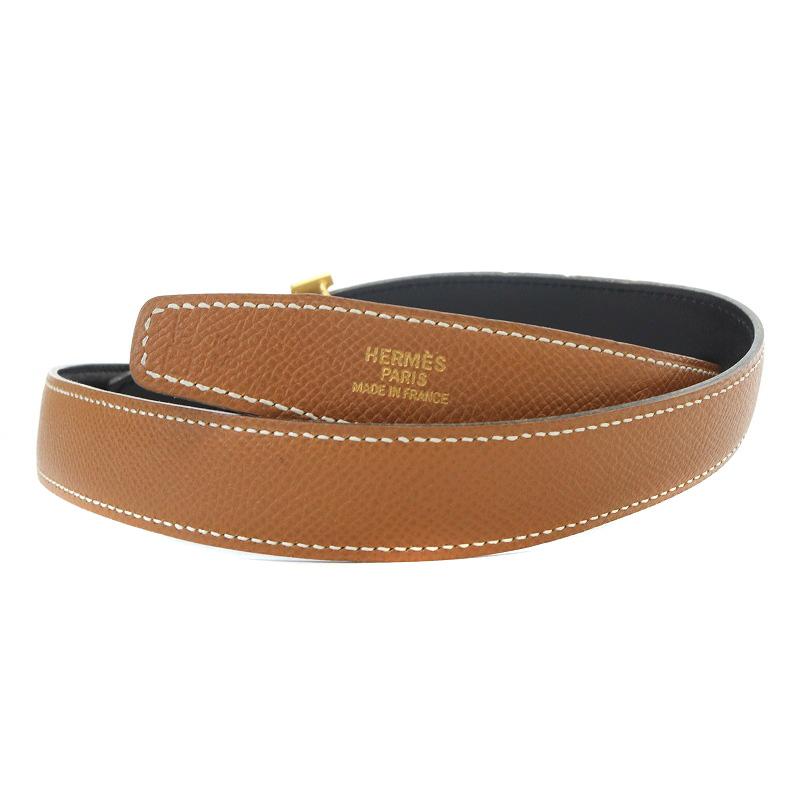 エルメス HERMES ミニコンスタンス Hバックル レザー ベルト 65 茶色 