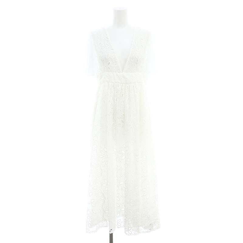 未使用品 オブリ OBLI シフォン×コットンレースサマードレス  