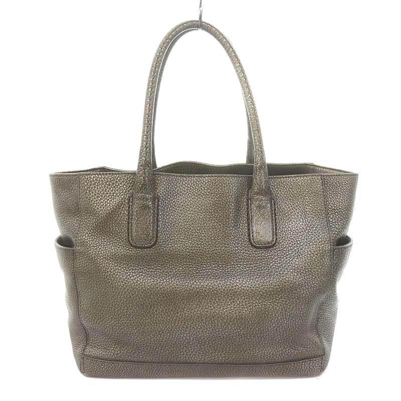 ヒロフ HIROFU レザー トートバッグ ハンド ロゴ グレー /AT □OS  