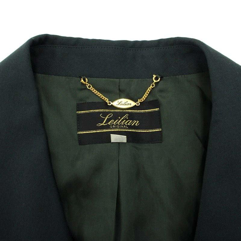 レリアン Leilian テーラードジャケット 金ボタン 3B 総裏地 13+ 深緑 