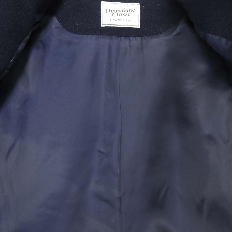 Deuxième Classe ノーカラー ロングコート 黒　36 DEUXIEME CLASSE ロングコート 黒36(S) ノーカラーコート