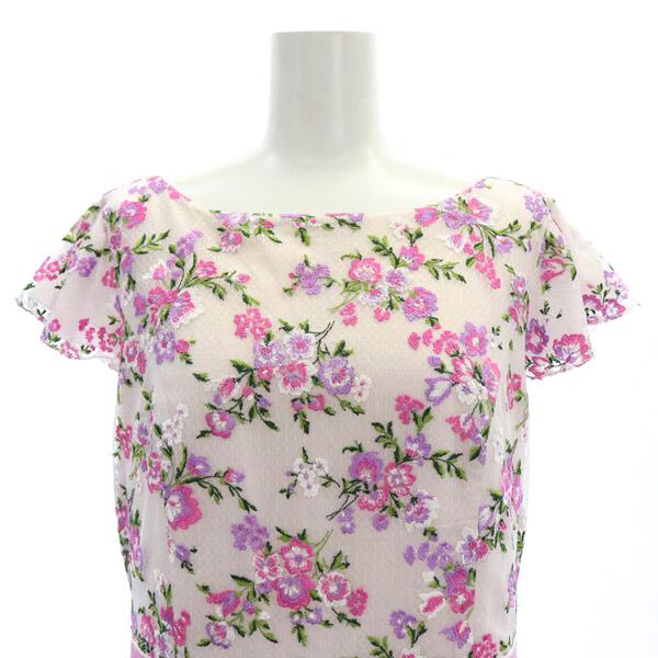 トッカ TOCCA CINI ドレス ワンピース 半袖 ひざ丈 花柄 6 ピンク /MF  