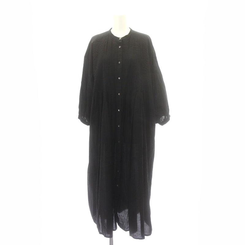 極美品!L相当★プリーツプリーズ ロング シャツワンピース 長袖 ブラック フリークスストア FREAKS STORE ロング シャツワンピース 長袖 F