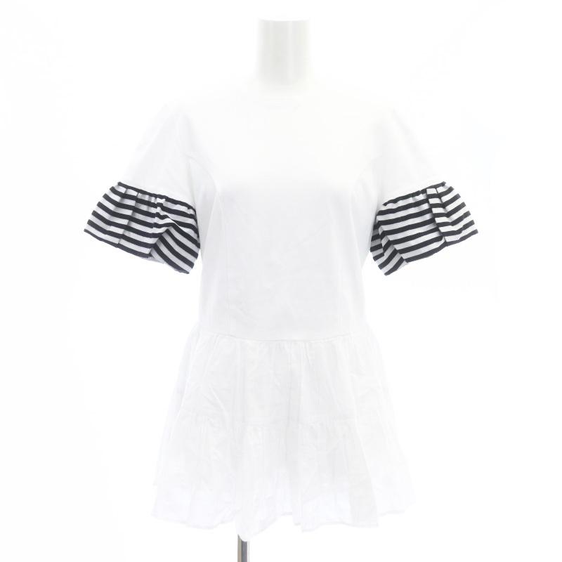 ボーダーズアットバルコニーBORDERSatBALCONY白ペプラムトップス36  