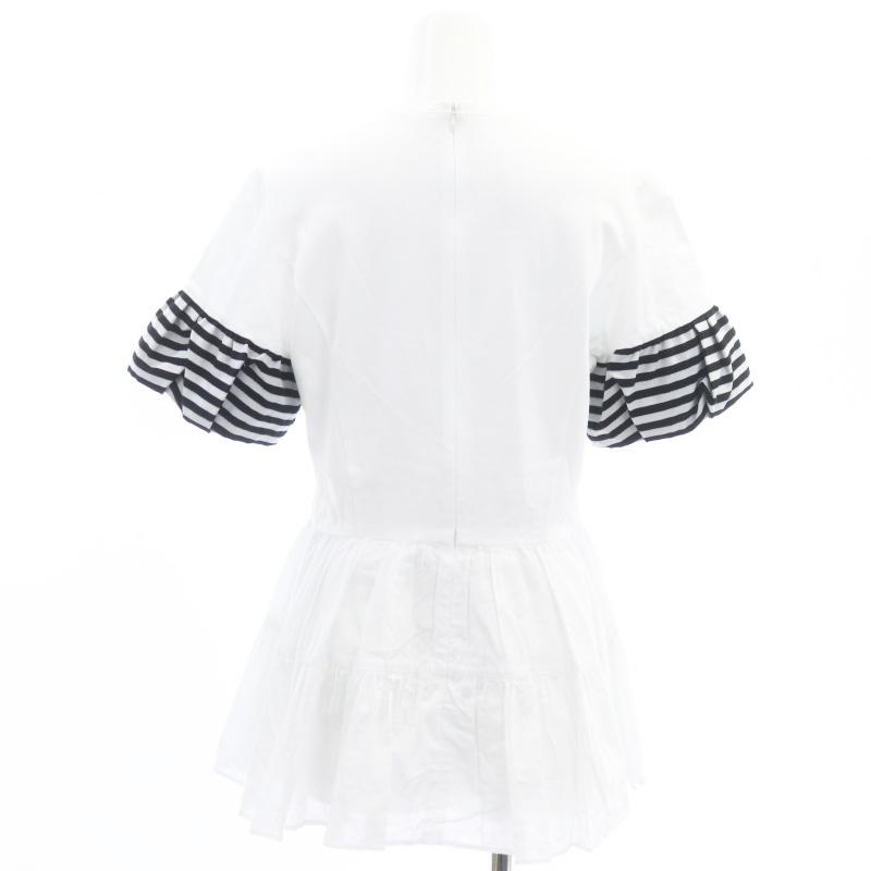 ボーダーズアットバルコニーペプラム半袖トップス38フリル袖POPUP限定 