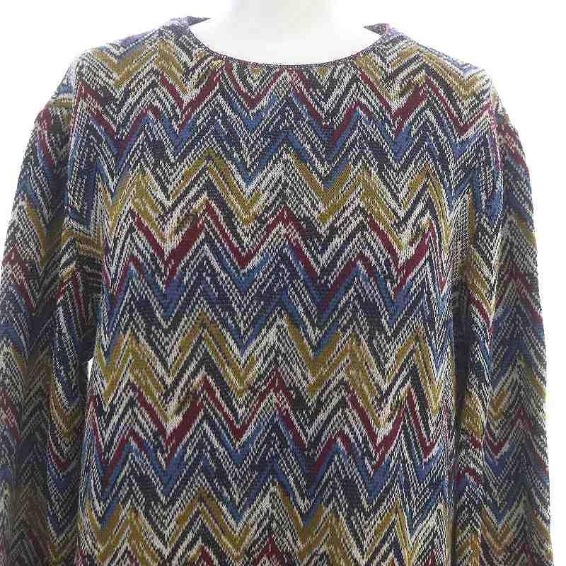 ミッソーニ MISSONI 総柄ニットワンピース ロング ミモレ 長袖 44  