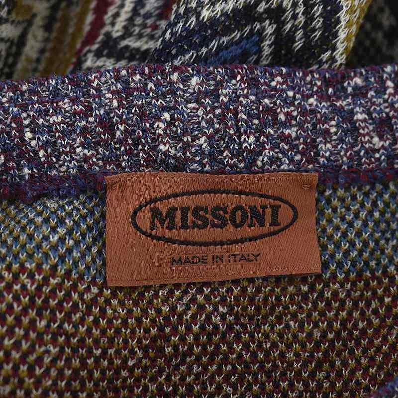 ミッソーニ MISSONI 総柄ニットワンピース ロング ミモレ 長袖 44  
