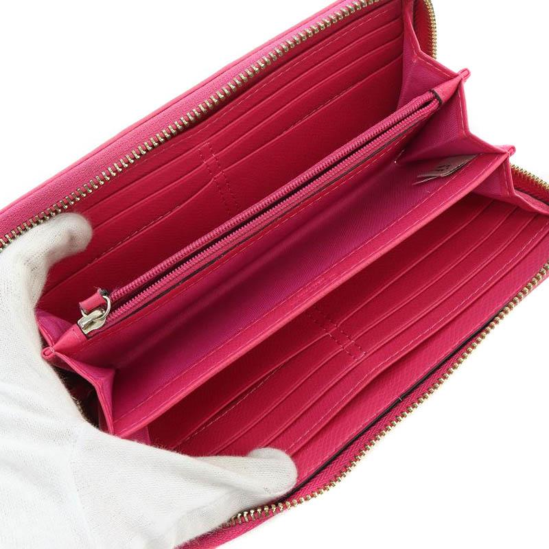 COACH コーチ 長財布 ラウンドファスナー シグネチャー ピンク