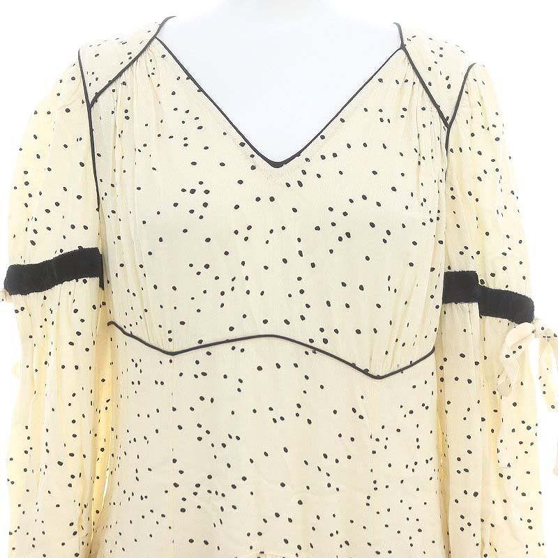 ヴェルニカ Velnica ドット ワンピース ロング 長袖 アイボリー 黒  