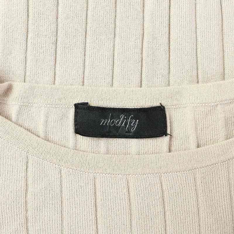 モディファイ Modify ニット カットソー 長袖 リブ シルク L