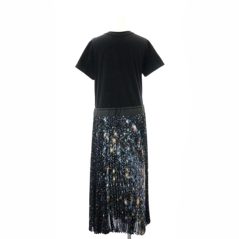 サカイ sacai ギャラクシープリントプリーツドッキングワンピース 半袖  