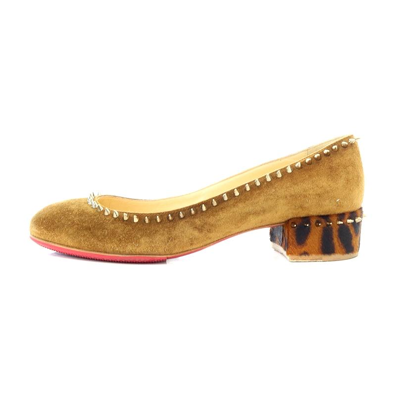ルブタン ハラコ レオパード ウェッジソール パンプス size35 