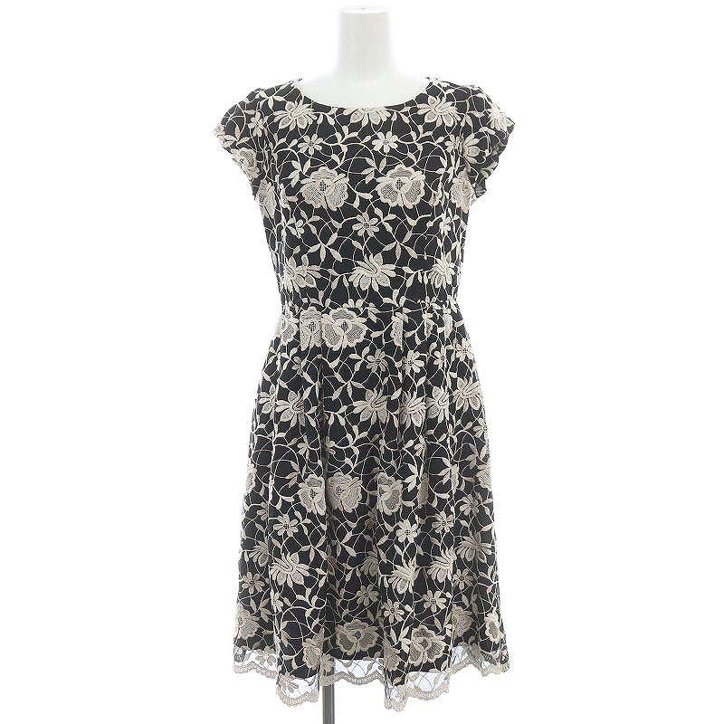 フランコフェラーロ FRANCO FERRARO 花柄刺繍ワンピース 膝丈 フレンチ  