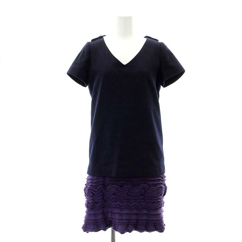 サカイ sacai ウール Vネック ニットドッキング ワンピース ロング  