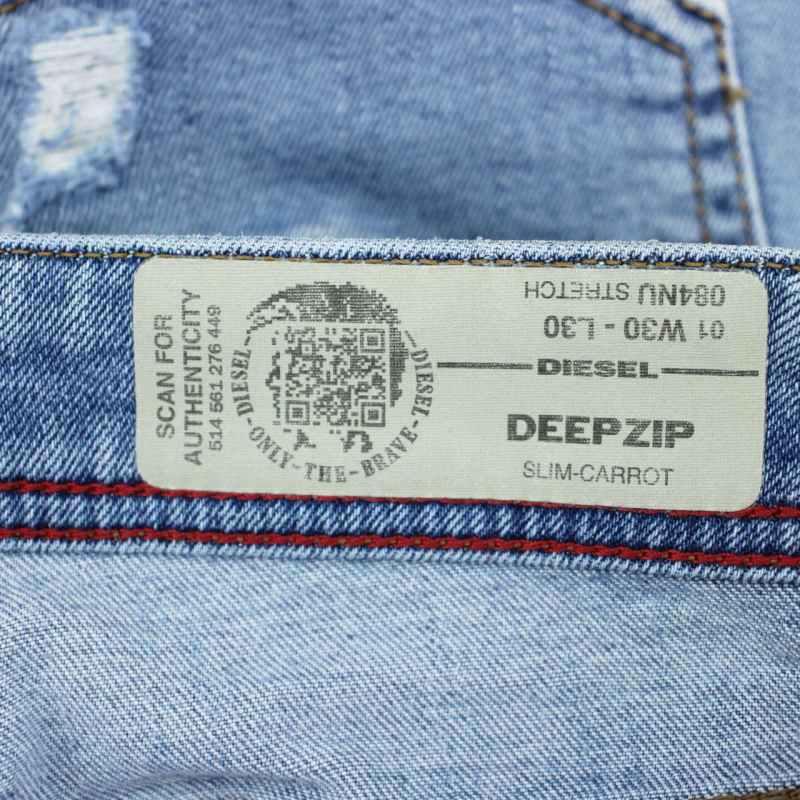 DIESELディーゼルDEEPZIPスリムキャロットw32ダメージデニムジーンズ DIESELディーゼルDEEPZIPスリムキャロットw32ダメージデニムジーンズ