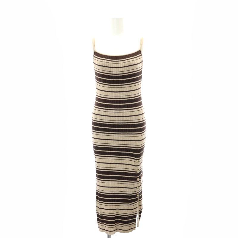 ハーリップトゥ Her lip to リブニットワンピース ボーダー ロング M  