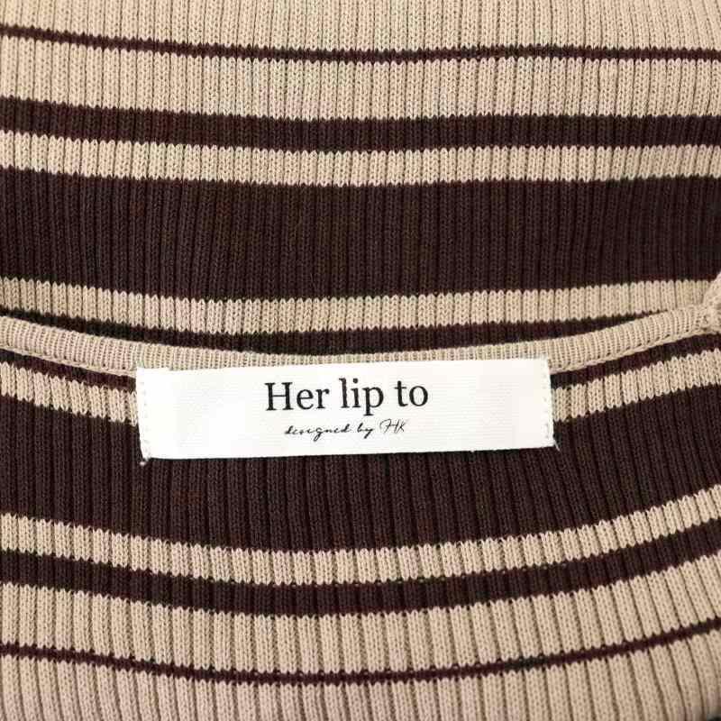 ハーリップトゥ Her lip to リブニットワンピース ボーダー ロング M 
