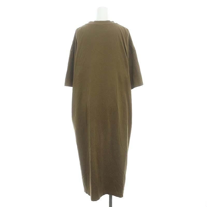 エイトン ATON Tシャツワンピース ロング 七分袖 カーキ /DO □OS  