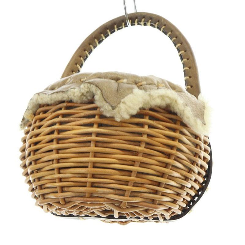 【美品】ebagos エバゴス　カゴバッグ　ハンドバッグ　ムートン エバゴス EBAGOS ムートン カゴバッグ バスケットバッグ