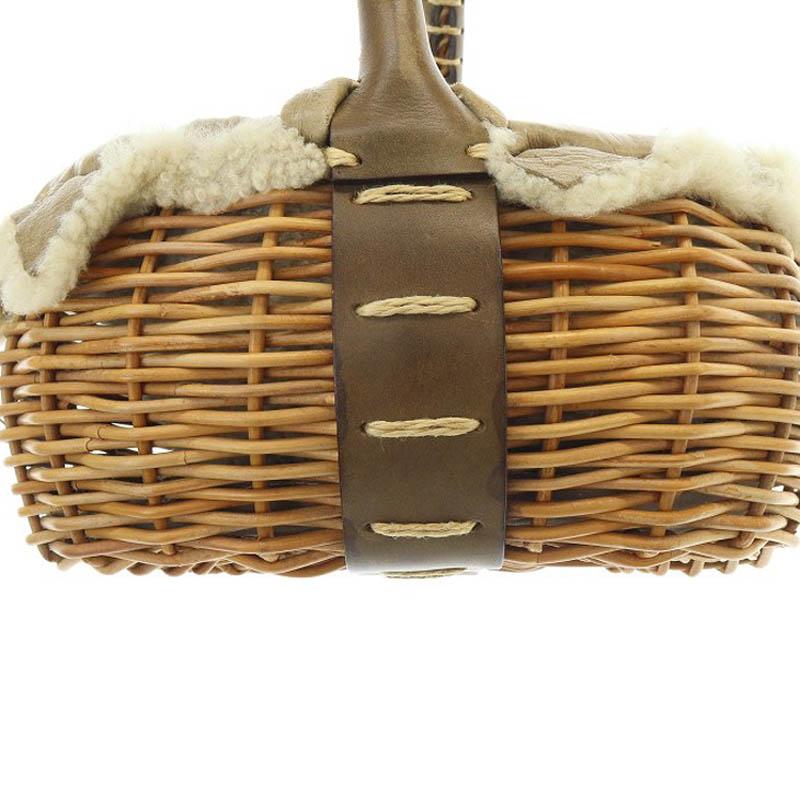 エバゴス ハンドバッグ カゴバッグバスケットブラウン ファー