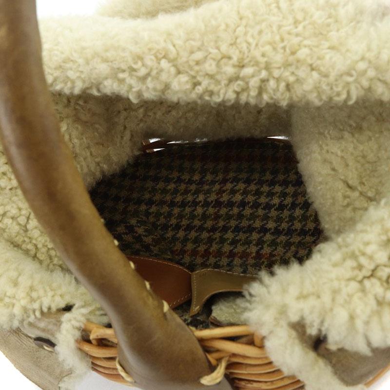 エバゴス ハンドバッグ カゴバッグバスケットブラウン ファーウールレザー