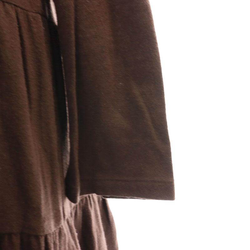 ピンクハウス長袖ワンピース起毛襟リボンピコフリルピンタック綿