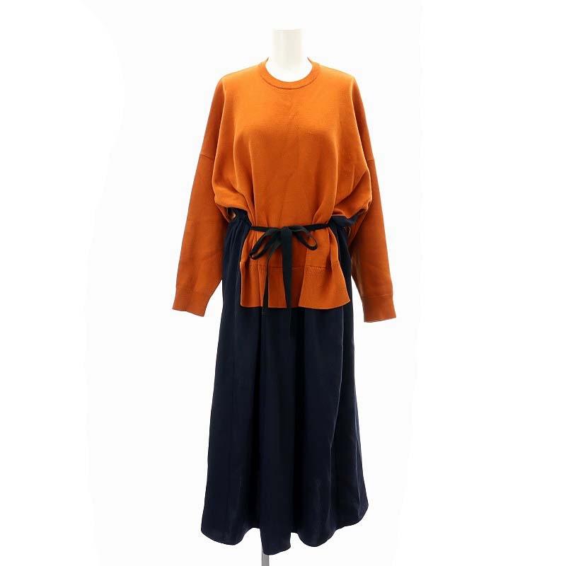 エンフォルド ENFOLD 22SS VENTO ニットダブルサテンコンビDRESS  