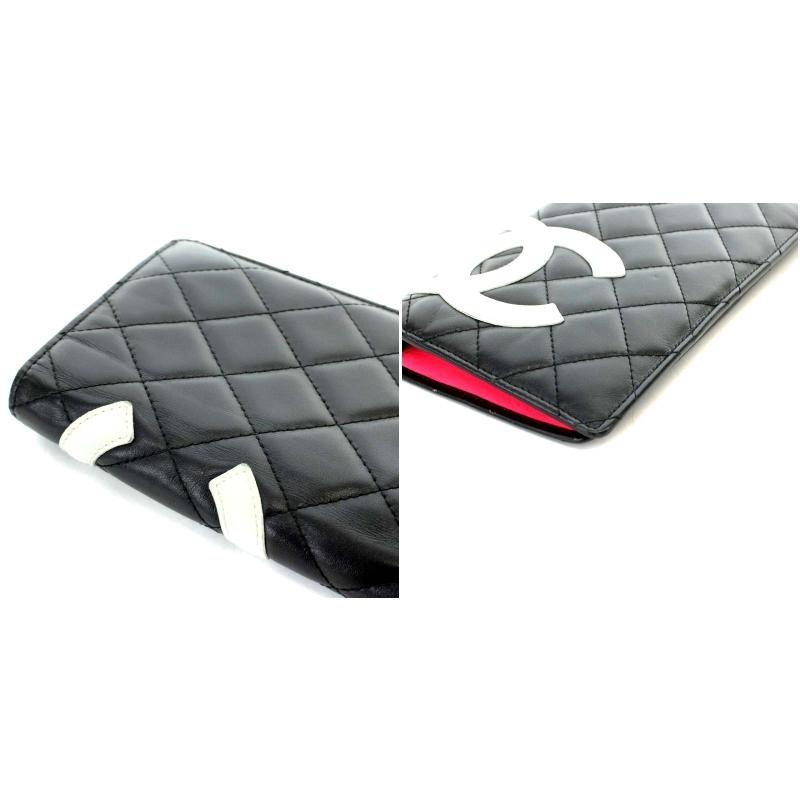 CHANEL 二つ折り財布 カンボンライン キルティング ココマーク バイカラー