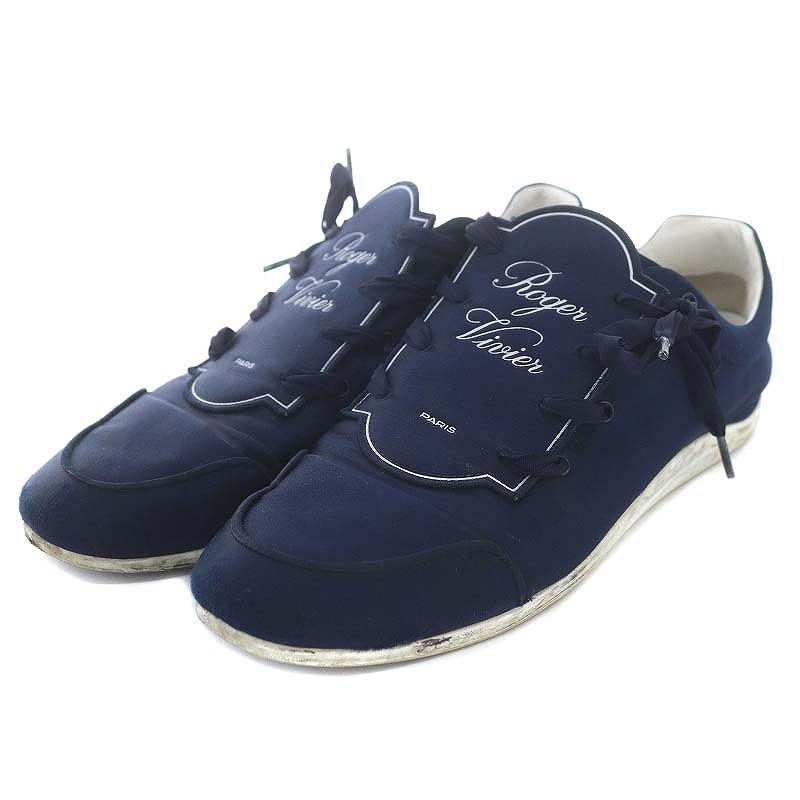 ロジェヴィヴィエ ROGER VIVIER サテンロゴスニーカー 38 25.0cm 紺 